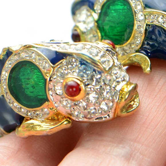 Vintage Kenneth Jay Lane Enamel & Crystal Snake Bracelet - Picture 7 of 9